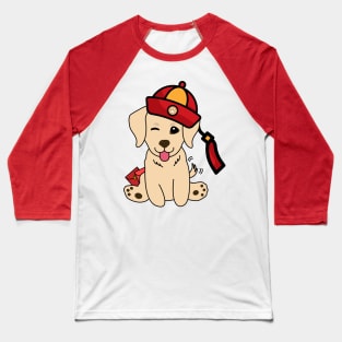 Cute Golden Retriever Ready for lunar new year Baseball T-Shirt